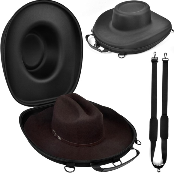 Sleek Black Men's Hat with Carrying Case - Picture 1 of 5